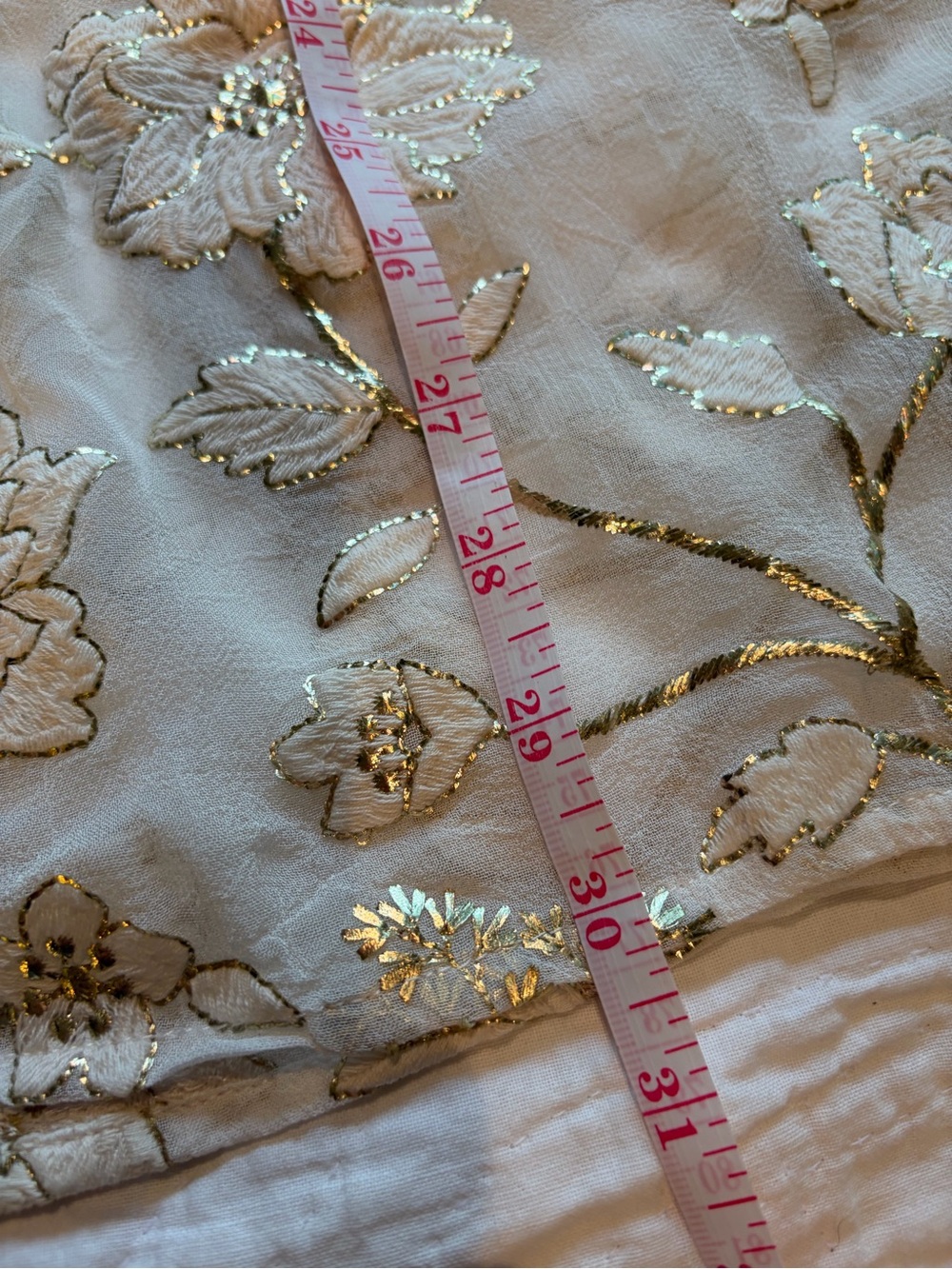 Karen Kane Sheer Floral Embroidered Open-Front Ivory and Gold Topper Jacket - Picture 6 of 11